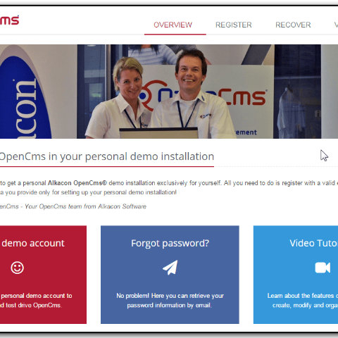 The updated OpenCms live demo website