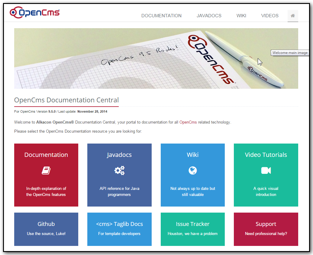 The new OpenCms documentation website