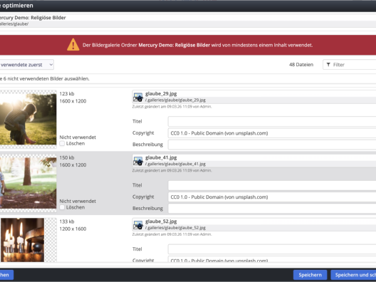 Optimize gallery: delete unused images