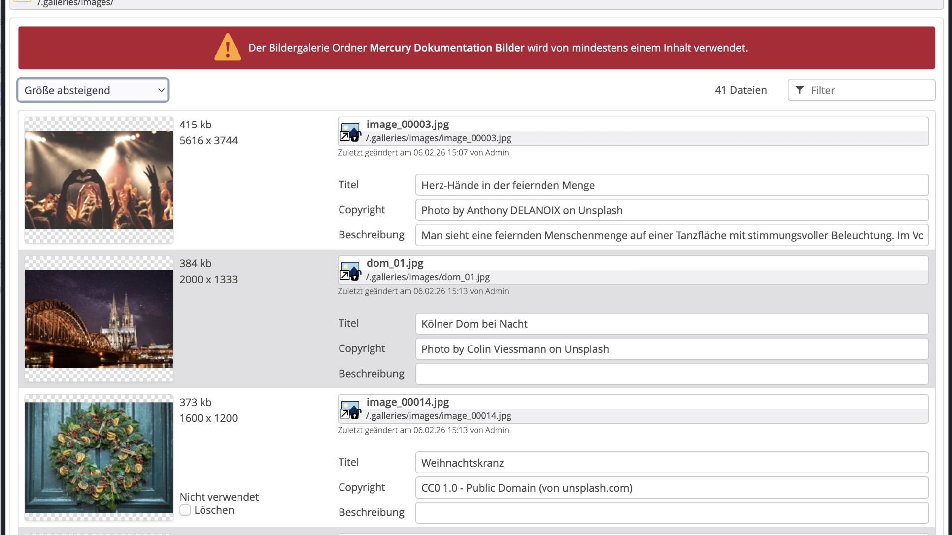 Optimize gallery: order by size
