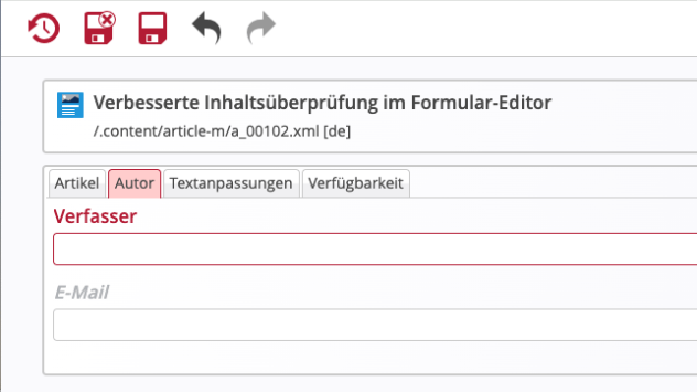 Formular-Editor Buttons bei Fehler